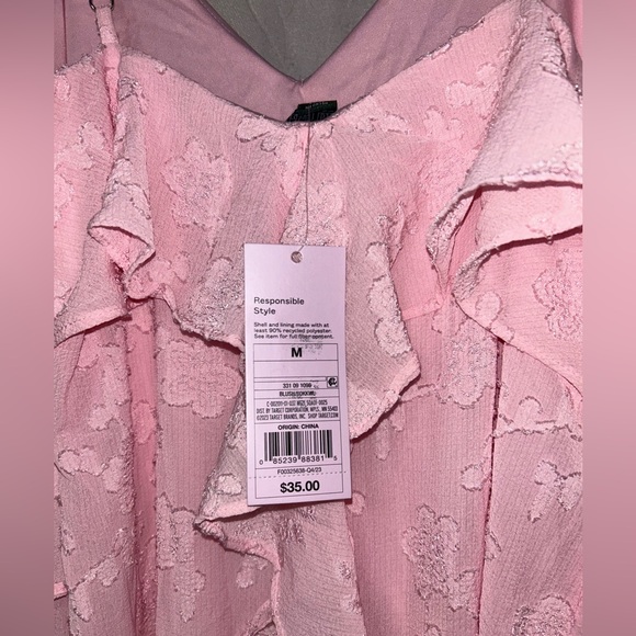 NWT Wild Fable, Women’s Dress Pink Blush Midi Chiffon Floral Ruffle, Size Medium - Picture 4 of 7